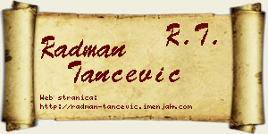 Radman Tančević vizit kartica